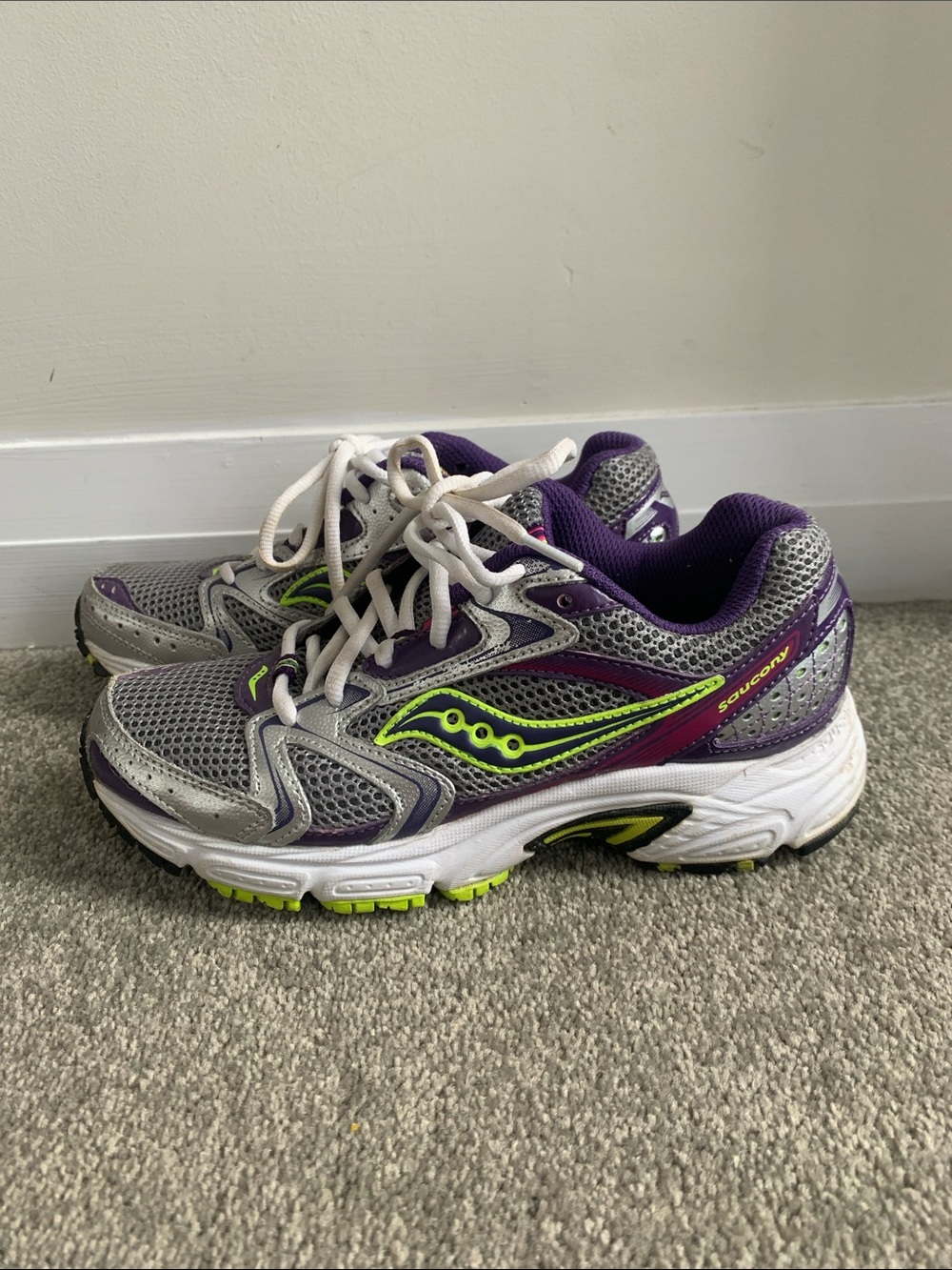 Saucony Women's Silver Purple Neon Green Running Shoes